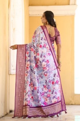 Picture of Super Hit Dola Silk Purple Saree with Exquisite Jacquard Border 