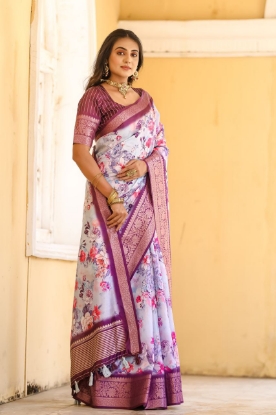 Picture of Super Hit Dola Silk Purple Saree with Exquisite Jacquard Border 