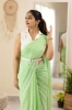 Picture of Luxurious Linen Cotton Saree with Playful Tassels