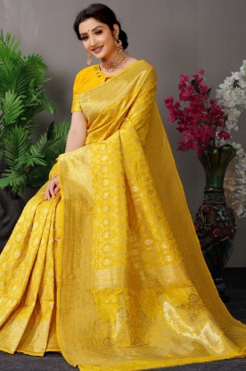 Picture of Soft Kanchipuram Saree in Pure Silk with Zari