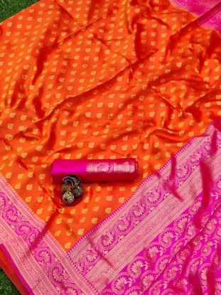 Picture of Soft Silk Saree Featuring Intricate Gold Zari Work