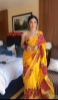 Picture of Soft Georgette Silk Saree With Beautiful Yellow Floral Design