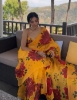 Picture of Soft Georgette Silk Saree With Beautiful Yellow Floral Design