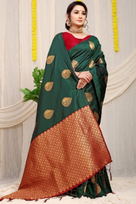 Picture of Stunning Silk Saree with Rich Pallu and Copper Zari Work