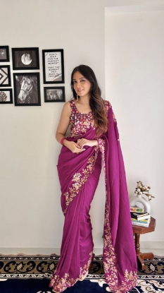 Picture of Vichitra Silk Saree with Sequin Work