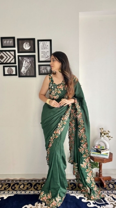 Picture of Vichitra Silk Saree with Sequin Work