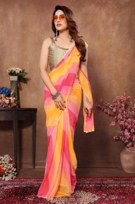 Picture of  Soft Georgette Silk with Beautiful Multicolor Colour 