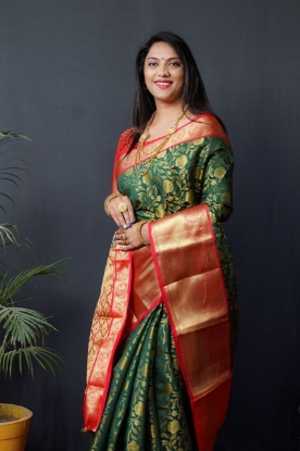 Picture of Kanchipuram Silk Saree with Zari Work