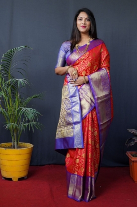 Picture of Kanchipuram Silk Saree with Zari Work