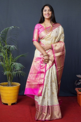 Picture of Kanchipuram Silk Saree with Zari Work